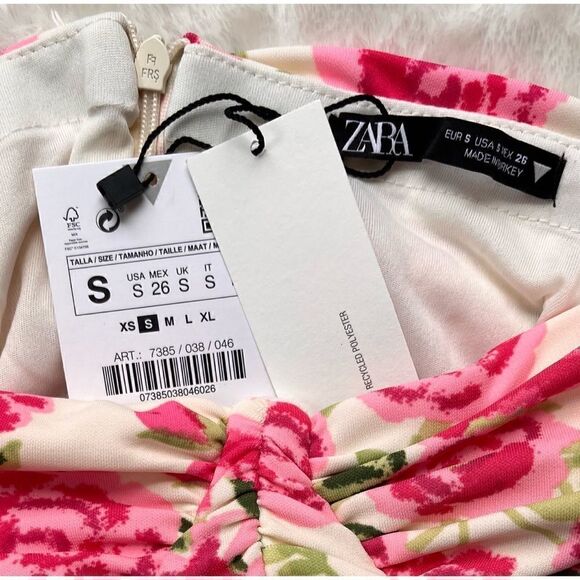 NWT Zara Blogger’s Favorite Floral Draped Sweetheart Neckline Strapless Bodysuit - Picture 14 of 16